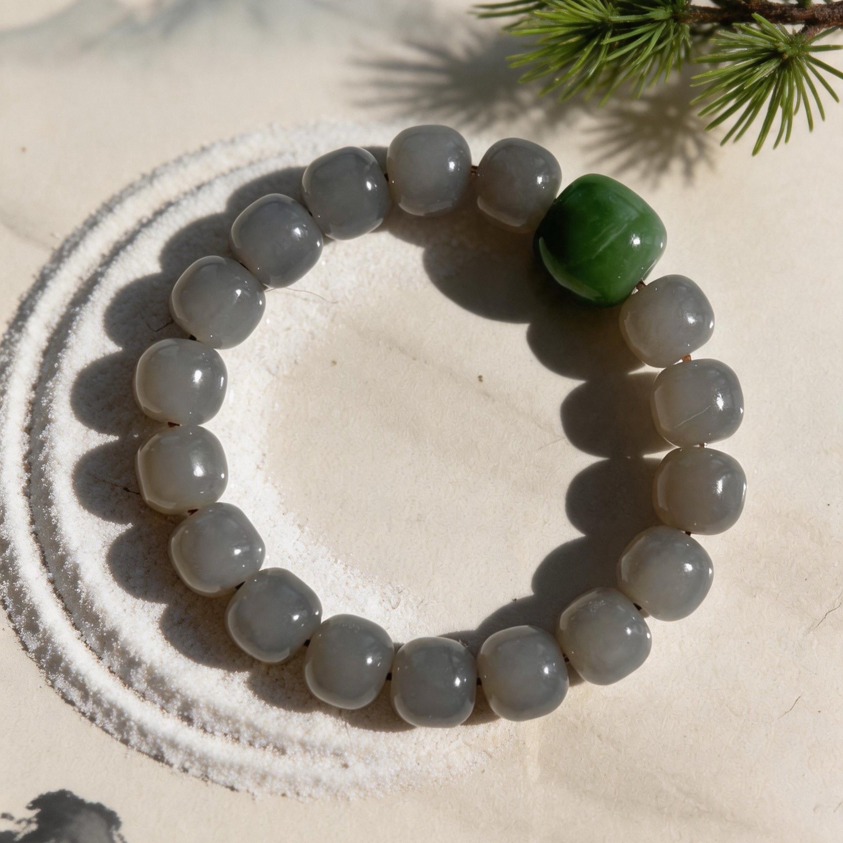 Hetian jade smoky purple paired with jadeite bracelet