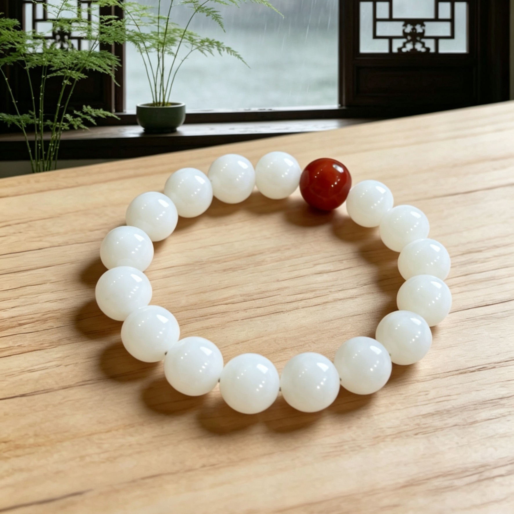 Hetian white jade bracelet, first-grade white