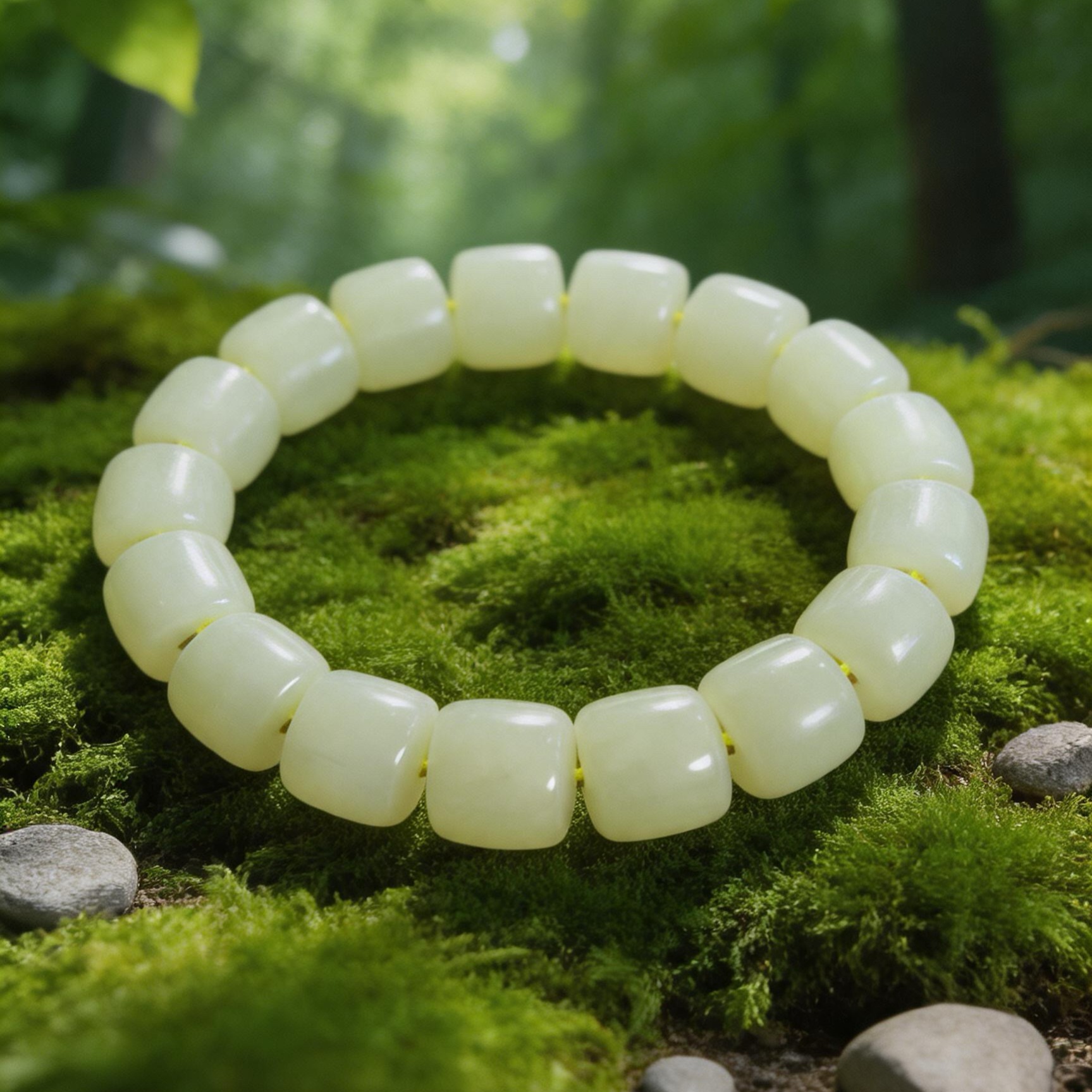 Lemon Yellow Hetian Yellow-Mouth Jade beaded Bracelet
