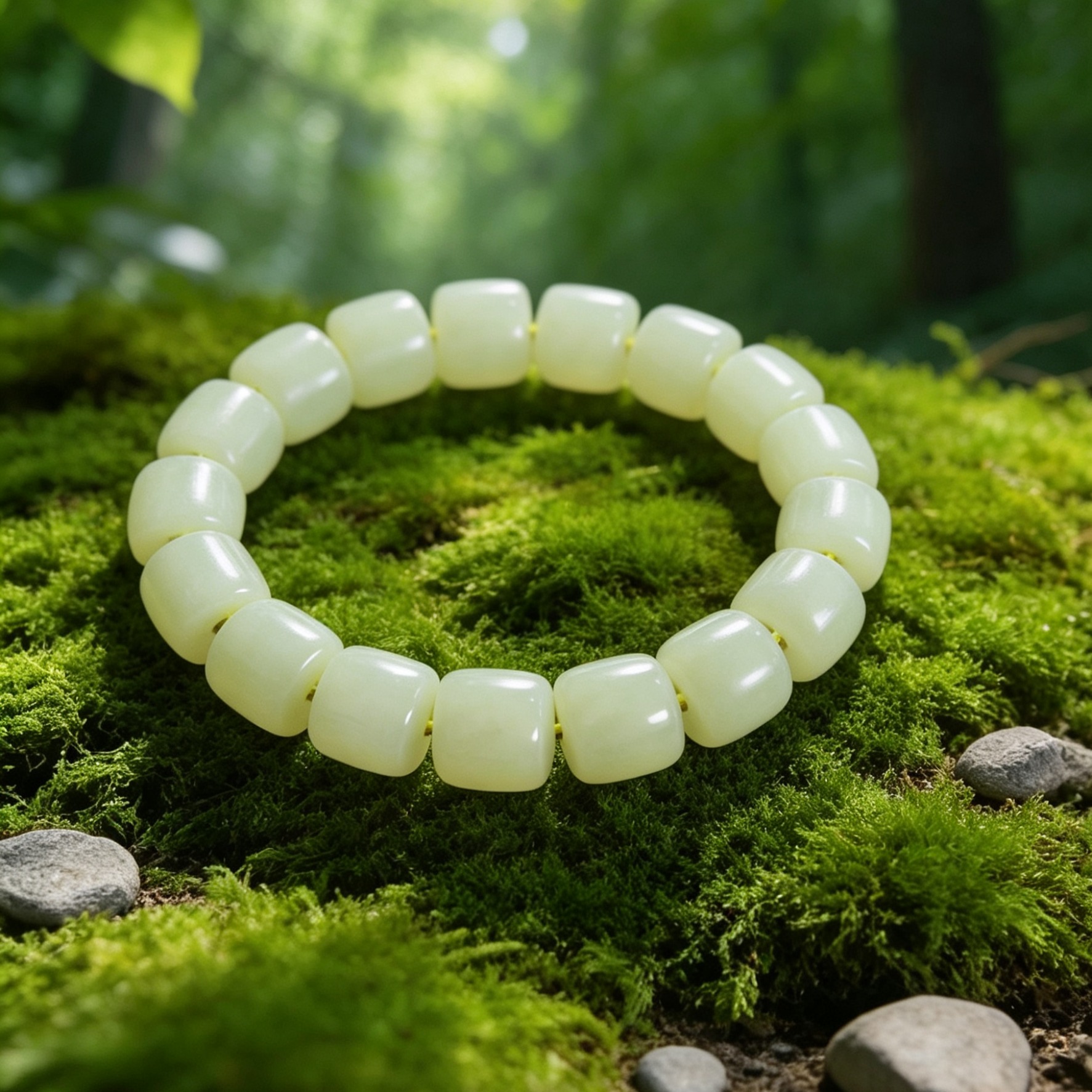 Lemon Yellow Hetian Yellow-Mouth Jade beaded Bracelet