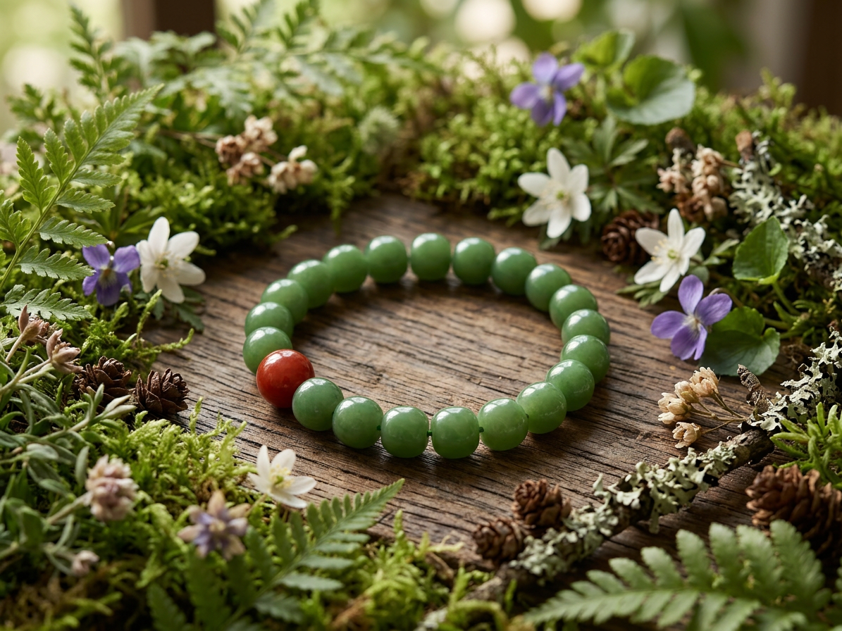 Designer bracelet of natural Hetian jade and Nanhong