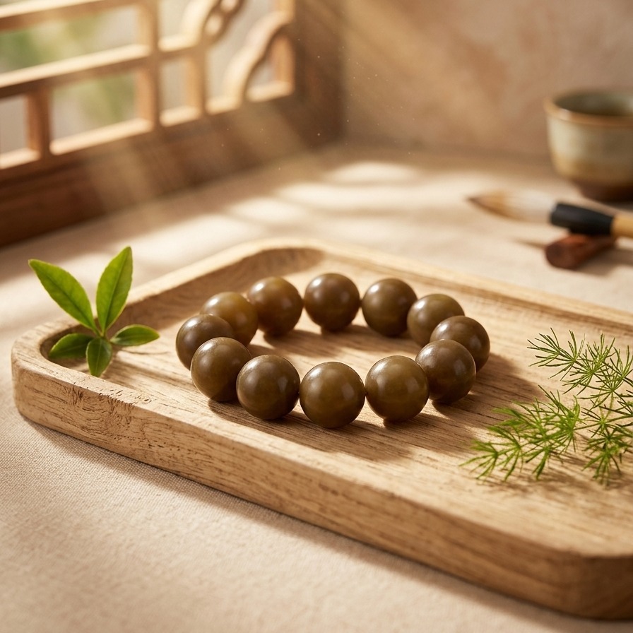 Hetian sugar jade bead bracelet, large beads