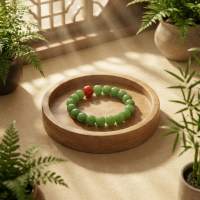 Designer bracelet of natural Hetian jade and Nanhong
