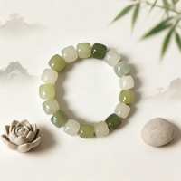 Natural Hetian Jade Barrel Bead Bracelet