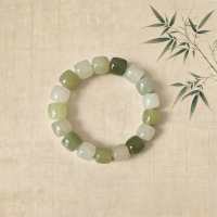 Natural Hetian Jade Barrel Bead Bracelet