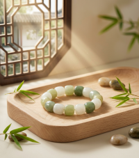 Natural Hetian Jade Barrel Bead Bracelet