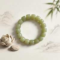 Natural Hetian Jade Barrel Bead Bracelet