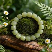Natural Hetian Jade Barrel Bead Bracelet