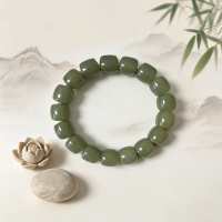 Natural Hetian Jade Barrel Bead Bracelet