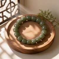 Natural Hetian Jade Barrel Bead Bracelet