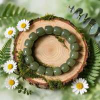 Natural Hetian Jade Barrel Bead Bracelet