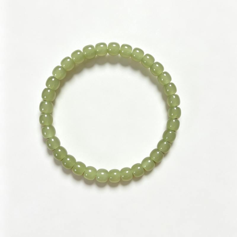 Natural Green Jadeite Bead Bracelet