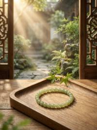 Natural Green Jadeite Bead Bracelet
