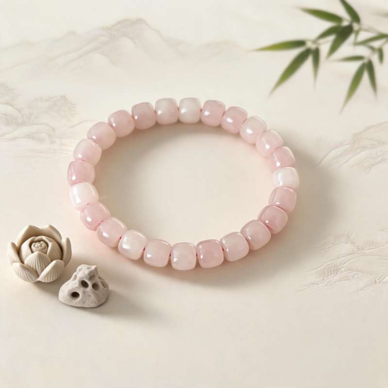 Pink Hetian jade bracelet, fresh and cute.